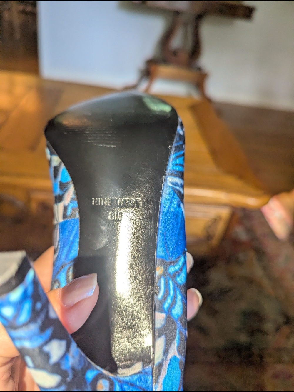 Nine West Blue Patterned Pointed-Toe Pumps - Picture 7 of 11